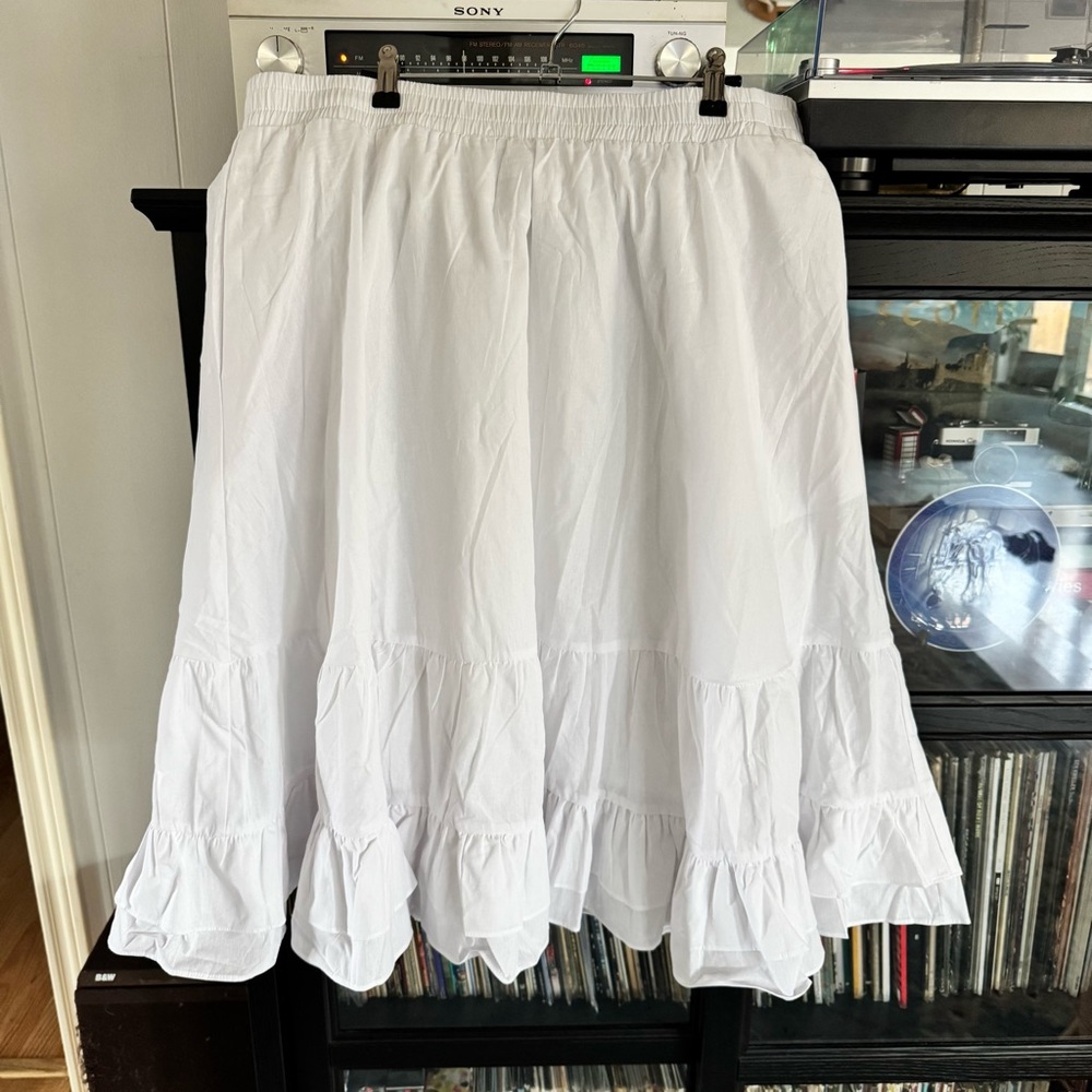 Shiny by Nature white midi skirt